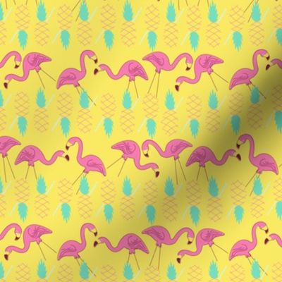 Flamingos and Pineapples-Yellow
