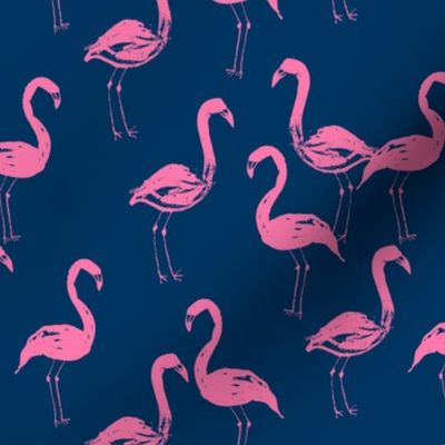flamingo pink and blue navy blue girls preppy summer prep sweet painted watercolor flamingos