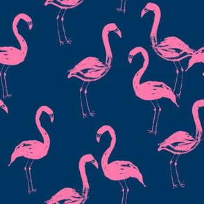 flamingo pink and blue navy blue girls preppy summer prep sweet painted watercolor flamingos