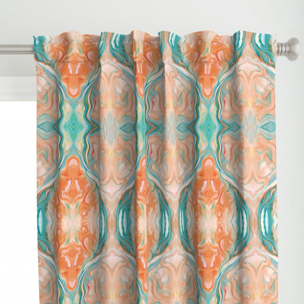 Marbleized Oil in Turquoise Blue and Peach