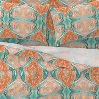 Marbleized Oil in Turquoise Blue and Peach