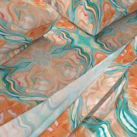 Marbleized Oil in Turquoise Blue and Peach