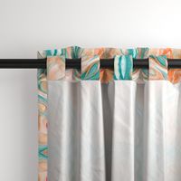 Marbleized Oil in Turquoise Blue and Peach