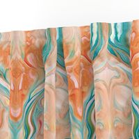 Marbleized Oil in Turquoise Blue and Peach