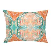 Marbleized Oil in Turquoise Blue and Peach