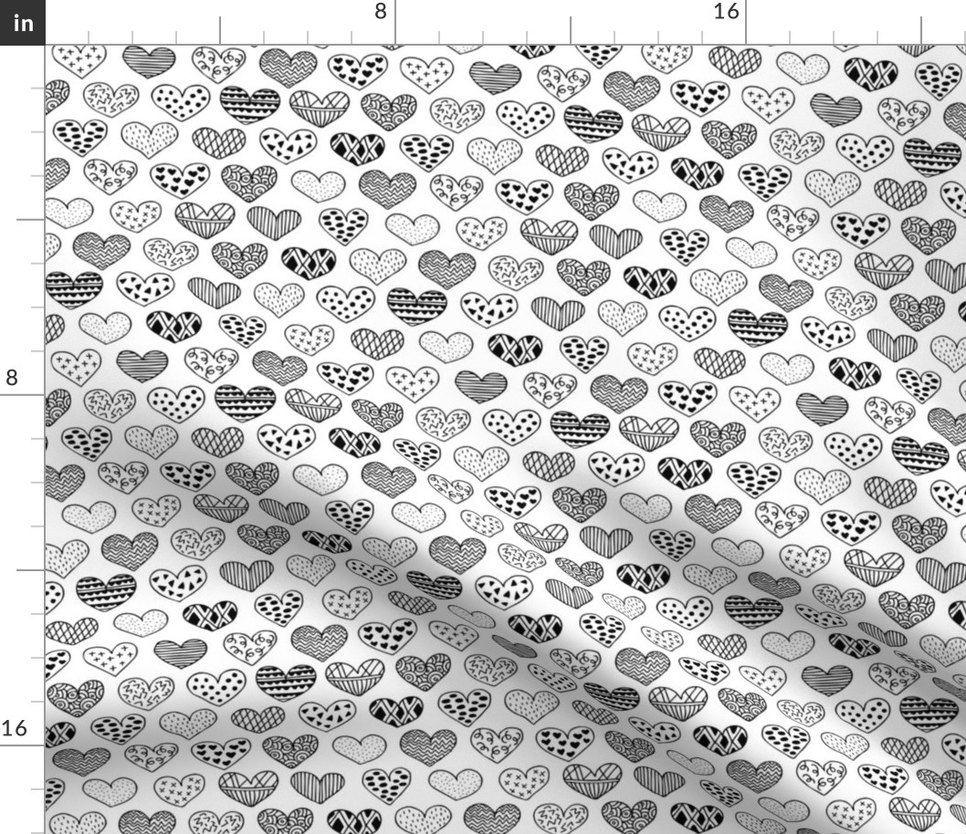 Geometric texture hearts love valentine wedding theme scandinavian style black and white