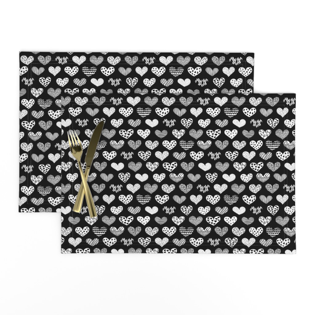 Geometric texture hearts love valentine wedding theme scandinavian style black and white