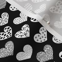 Geometric texture hearts love valentine wedding theme scandinavian style black and white