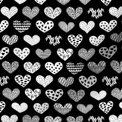 Geometric texture hearts love valentine wedding theme scandinavian style black and white