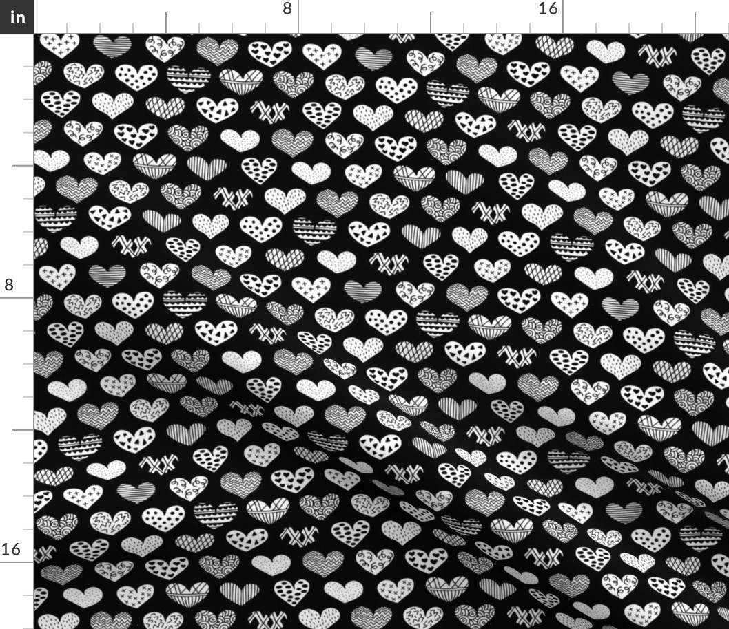 Geometric texture hearts love valentine wedding theme scandinavian style black and white