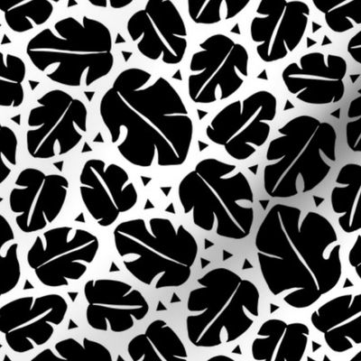 Tropical monstera leaf geometric pop garden leaves costa rica jungle black and white