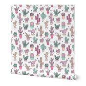 Cactus garden botanical succulent summer pastel pop pattern illustration print XS