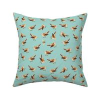 Copper Birds and Bees on Eggshell Blue