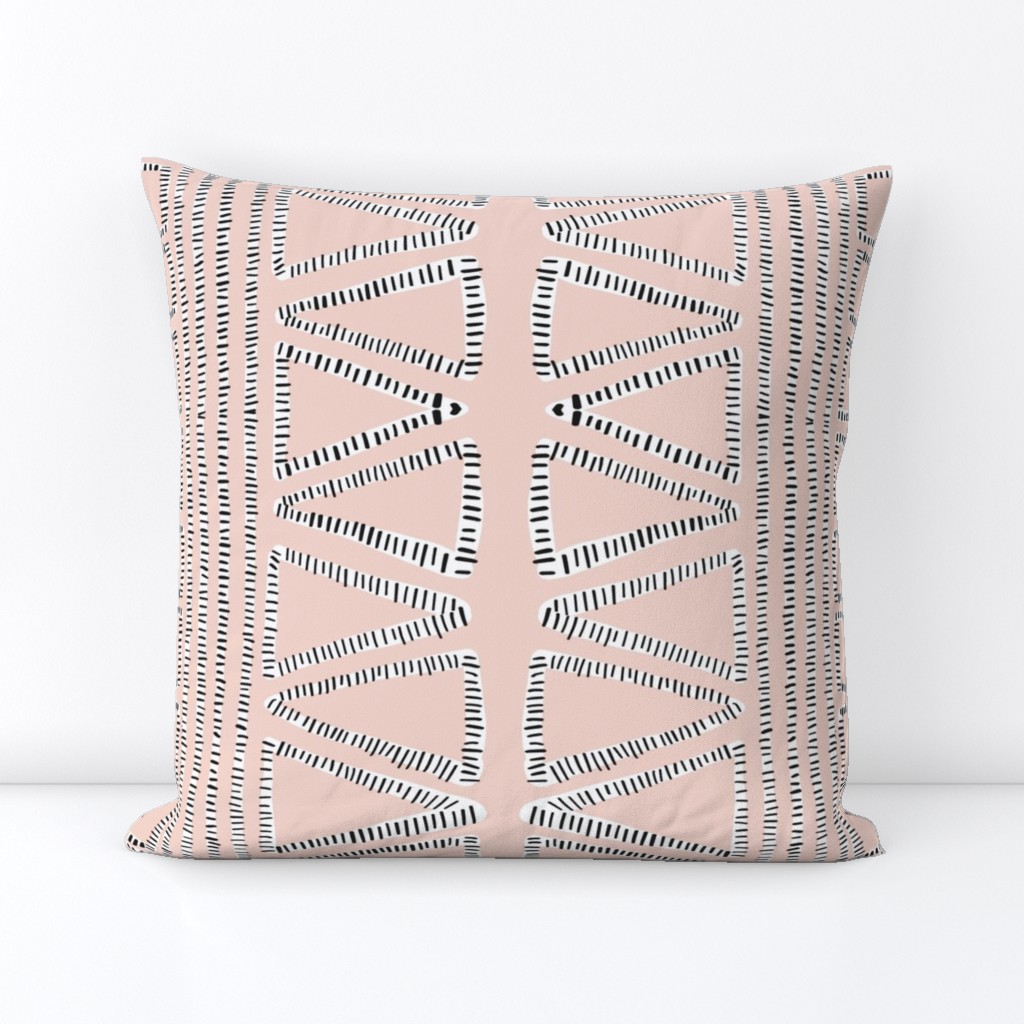  Black and White Striped geometric shapes on Pink