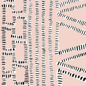  Black and White Striped geometric shapes on Pink