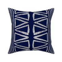  Black and White Striped geometric shapes on Indigo Blue