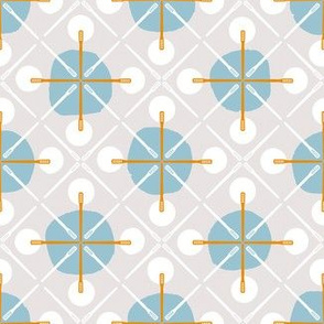 Crosses & Dots (grey, blue + orange)