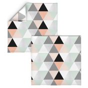 Coral // Mint Sketch Triangle Quilt