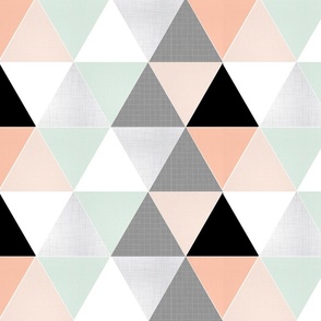 Coral // Mint Sketch Triangle Quilt