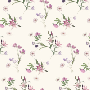 Scattered Floral on Cream - small version