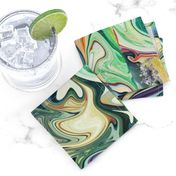 BNS3 - LG -  Marbled Mystery Swirls in Green - Beige - Orange - Purple