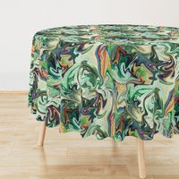 BNS3 - LG -  Marbled Mystery Swirls in Green - Beige - Orange - Purple