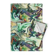 BNS3 - LG -  Marbled Mystery Swirls in Green - Beige - Orange - Purple