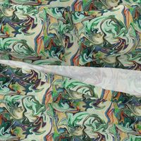 BNS3 - LG -  Marbled Mystery Swirls in Green - Beige - Orange - Purple