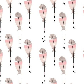 Scandinavian style feathers summer writer design bird pen pastel pink girls