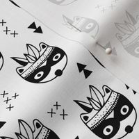 Cool geometric scandinavian style indian summer animals raccoon black and white