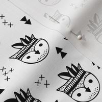 Cool geometric scandinavian style indian summer animals owls black and white