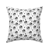 Cool geometric scandinavian style indian summer animals owls black and white