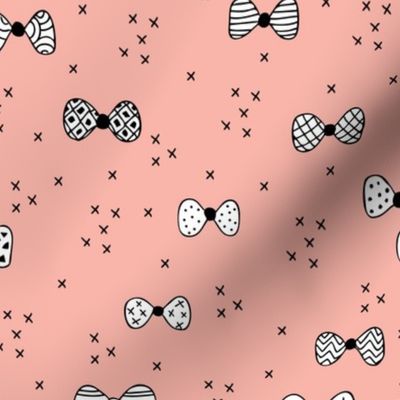 Sweet geometric bow tie hipster illustration cool great gatsy print black and white peach pink