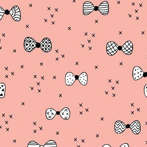 Sweet geometric bow tie hipster illustration cool great gatsy print black and white peach pink