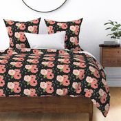 Summer Floral Blooms Black - black floral - flowers