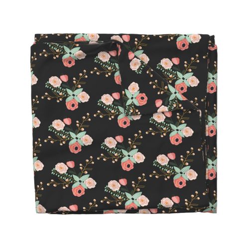 Summer Floral Black - black floral - flowers