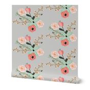 Summer Floral Grey - Grey floral - flowers