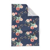 Summer Floral Navy - Navy Floral - flowers