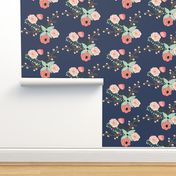 Summer Floral Navy - Navy Floral - flowers