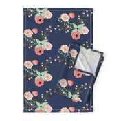 Summer Floral Navy - Navy Floral - flowers