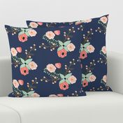 Summer Floral Navy - Navy Floral - flowers