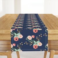 Summer Floral Navy - Navy Floral - flowers