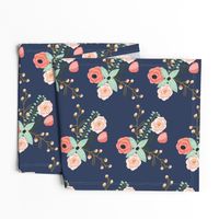 Summer Floral Navy - Navy Floral - flowers