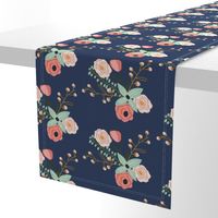 Summer Floral Navy - Navy Floral - flowers