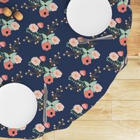 Summer Floral Navy - Navy Floral - flowers