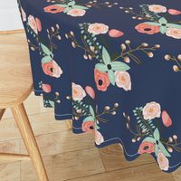 Summer Floral Navy - Navy Floral - flowers