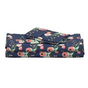 Summer Floral Navy - Navy Floral - flowers