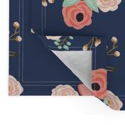 Summer Floral Navy - Navy Floral - flowers