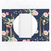 Summer Floral Navy - Navy Floral - flowers