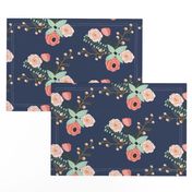 Summer Floral Navy - Navy Floral - flowers